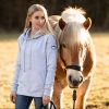 7P-Kollektion Hoodie Damen grau / Stickung pink-beige – Bild 2