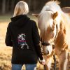 7P-Kollektion ZIP-Jacke Damen schwarz / Stickung pink-blau