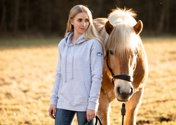 7P-Kollektion Hoodie Damen grau / Stickung braun-grau – Bild 2