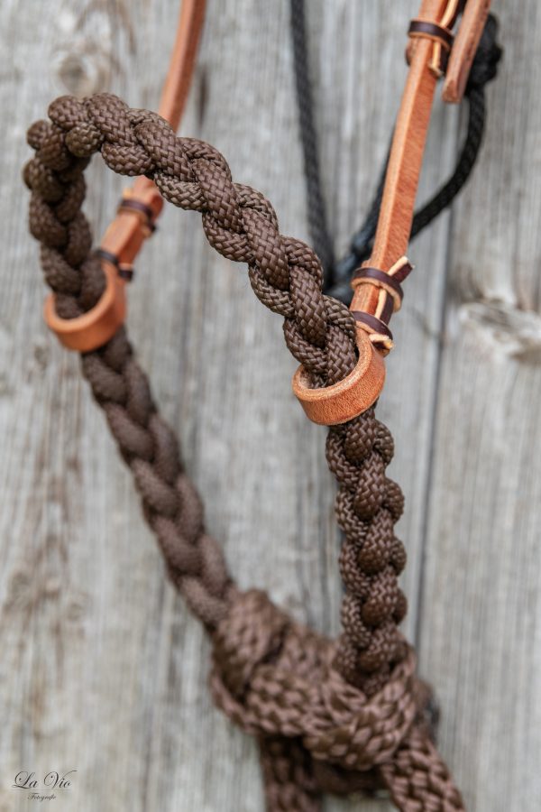 Kopfstück Loping Hackamore einseitig verstellbar helles Leder – Bild 3