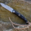 Gürtelmessertasche, helles Leder mit antikfinish, Messer Büffelhorn – Bild 4