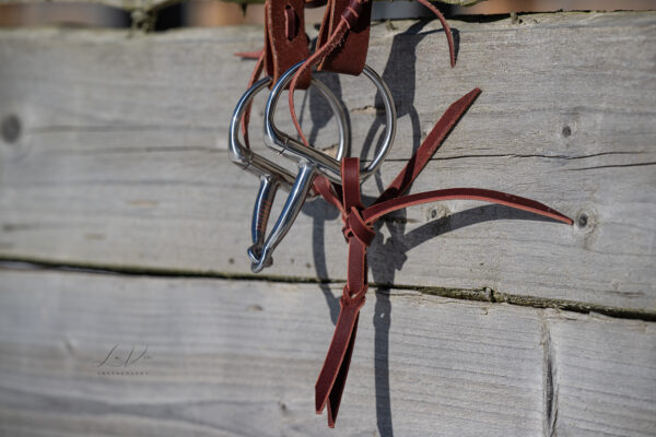 7P-Cowboy Bridle Set  / Kopfstück (Avarage) beidseitig verstellbar, dunkles Leder + Gebiss 12,5 cm + Kinnriemen – Bild 3