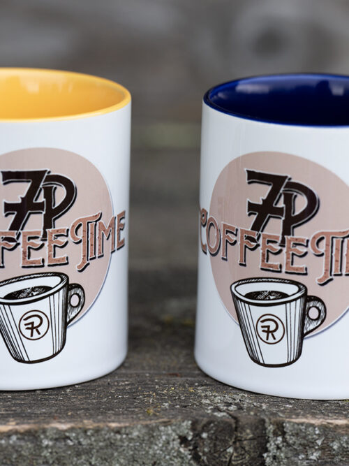 Tassen Coffee Time in gelb oder blau